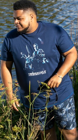 D555 Cameron Official Terminator Printed Crew Neck T-Shirt Dark Navy - T-shirts - T-shirts Homem Tamanhos Grandes