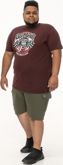 D555 Loughborough Official Gas Monkey Crew Neck T-Shirt Burgundy Black Twist - T-shirts - T-shirts Homem Tamanhos Grandes