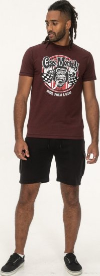 D555 Loughborough Official Gas Monkey Crew Neck T-Shirt Burgundy Black Twist - T-shirts - T-shirts Homem Tamanhos Grandes
