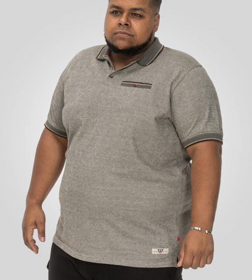 D555 Holyhead Polo Texturizado Com Bolso No Peito Cinzento - Pólos - Pólos Tamanhos Grandes Homem