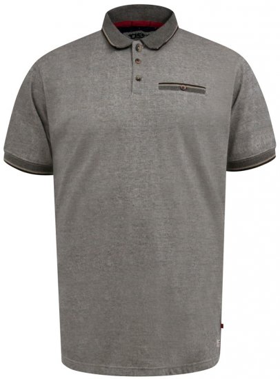 D555 Holyhead Polo Texturizado Com Bolso No Peito Cinzento - Pólos - Pólos Tamanhos Grandes Homem