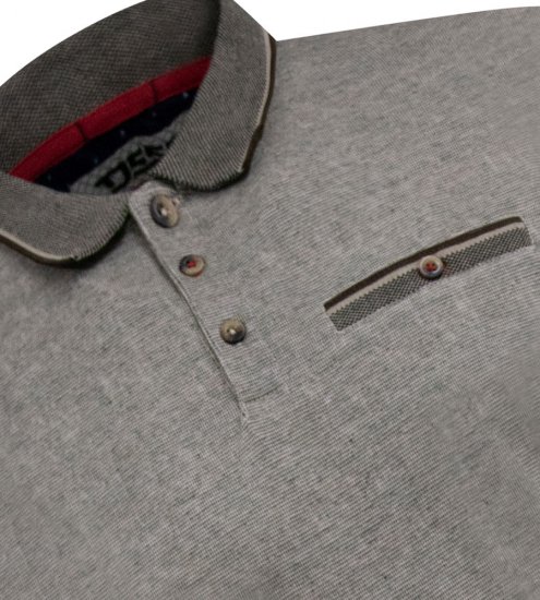 D555 Holyhead Polo Texturizado Com Bolso No Peito Cinzento - Pólos - Pólos Tamanhos Grandes Homem