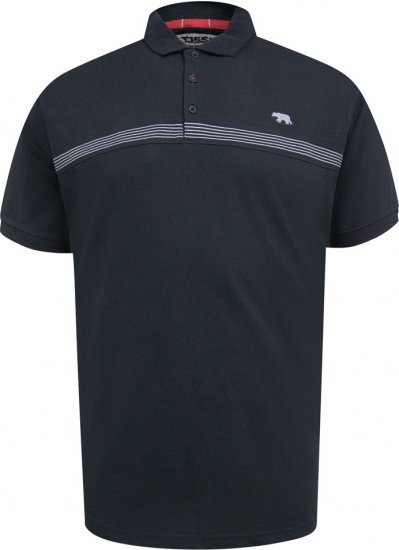 D555 Stafford Cut And Sew Embroidery Stripe Short Sleeve Polo Black - Pólos - Pólos Tamanhos Grandes Homem