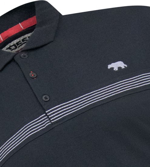 D555 Stafford Cut And Sew Embroidery Stripe Short Sleeve Polo Black - Pólos - Pólos Tamanhos Grandes Homem