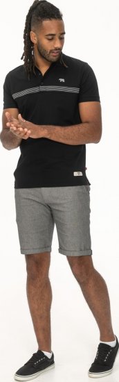 D555 Stafford Cut And Sew Embroidery Stripe Short Sleeve Polo Black - Pólos - Pólos Tamanhos Grandes Homem