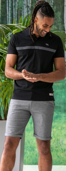 D555 Stafford Cut And Sew Embroidery Stripe Short Sleeve Polo Black - Pólos - Pólos Tamanhos Grandes Homem