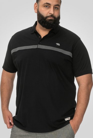 D555 Stafford Cut And Sew Embroidery Stripe Short Sleeve Polo Black - Pólos - Pólos Tamanhos Grandes Homem