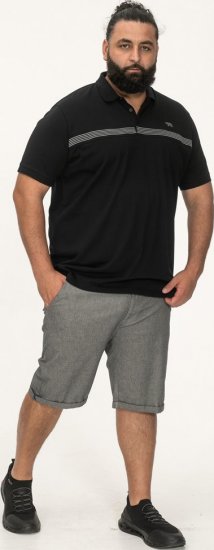 D555 Stafford Cut And Sew Embroidery Stripe Short Sleeve Polo Black - Pólos - Pólos Tamanhos Grandes Homem