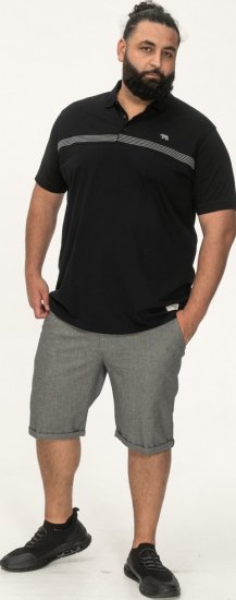 D555 Stafford Cut And Sew Embroidery Stripe Short Sleeve Polo Black - Pólos - Pólos Tamanhos Grandes Homem