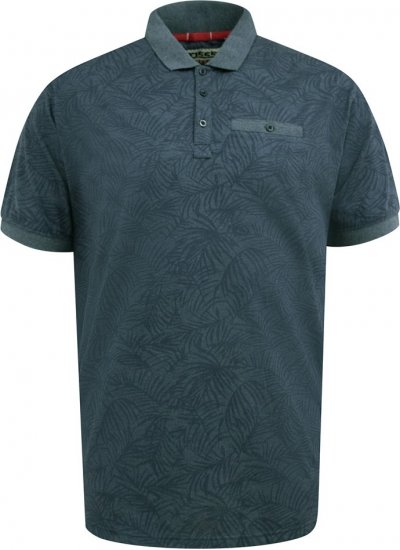 D555 Uttoxeter AOP Leaf Print Short Sleeve Polo Denim - Pólos - Pólos Tamanhos Grandes Homem