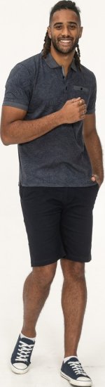 D555 Uttoxeter AOP Leaf Print Short Sleeve Polo Denim - Pólos - Pólos Tamanhos Grandes Homem