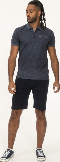 D555 Uttoxeter AOP Leaf Print Short Sleeve Polo Denim - Pólos - Pólos Tamanhos Grandes Homem