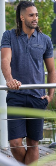D555 Uttoxeter AOP Leaf Print Short Sleeve Polo Denim - Pólos - Pólos Tamanhos Grandes Homem