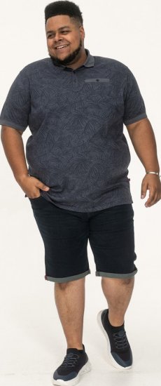 D555 Uttoxeter AOP Leaf Print Short Sleeve Polo Denim - Pólos - Pólos Tamanhos Grandes Homem