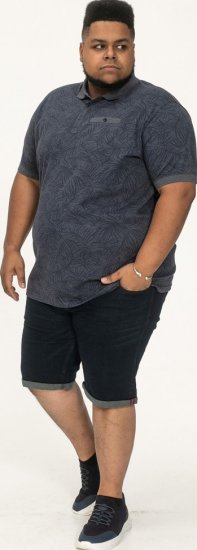 D555 Uttoxeter AOP Leaf Print Short Sleeve Polo Denim - Pólos - Pólos Tamanhos Grandes Homem