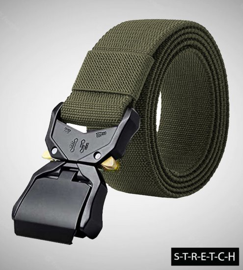 D555 Dale Tactical Stretch Webbing Belt with Heavy Duty Quick Release Buckle Khaki - Cintos - Cintos Masculinos Tamanhos Grandes