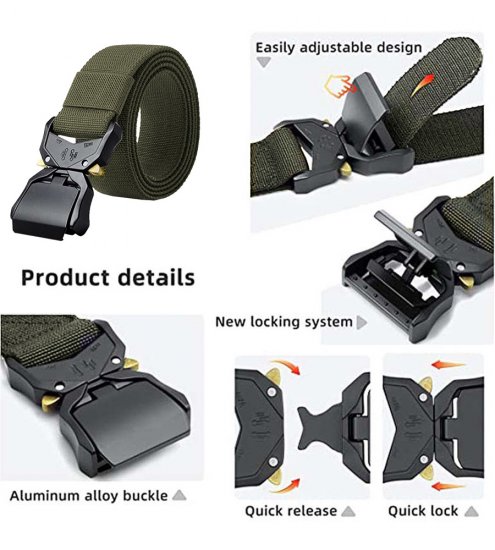 D555 Dale Tactical Stretch Webbing Belt with Heavy Duty Quick Release Buckle Khaki - Cintos - Cintos Masculinos Tamanhos Grandes