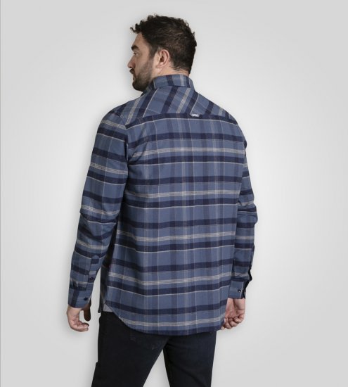 D555 Shrewsbury Long Sleeve with Chest Pocket Blue/Navy Check - Camisas - Camisas Homem Tamanhos Grandes
