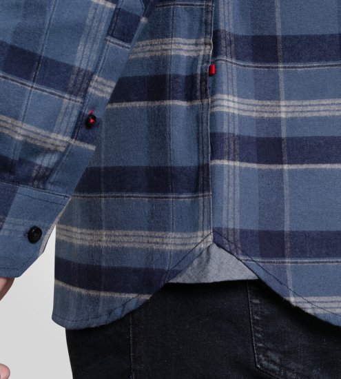 D555 Shrewsbury Long Sleeve with Chest Pocket Blue/Navy Check - Camisas - Camisas Homem Tamanhos Grandes
