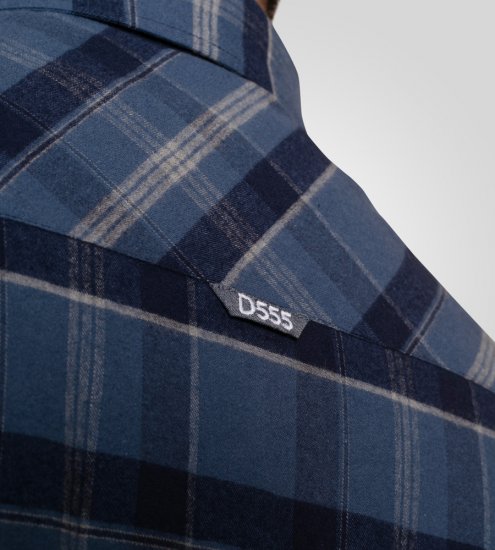 D555 Shrewsbury Long Sleeve with Chest Pocket Blue/Navy Check - Camisas - Camisas Homem Tamanhos Grandes