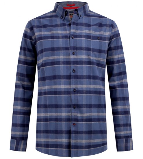 D555 Shrewsbury Long Sleeve with Chest Pocket Blue/Navy Check - Camisas - Camisas Homem Tamanhos Grandes