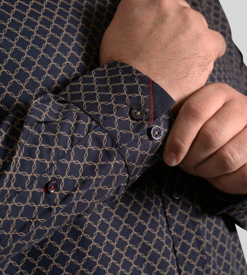 D555 Sheffield Long Sleeve AOP Micro Gold Shirt Navy - Camisas - Camisas Homem Tamanhos Grandes