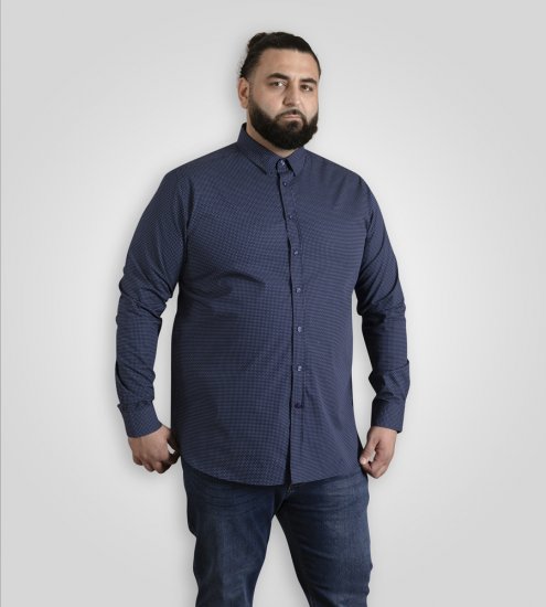 D555 Middlesbrough Long Sleeve AOP Micro Blue Shirt Navy TALL SIZE - Camisas - Camisas Homem Tamanhos Grandes