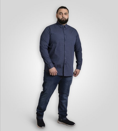 D555 Middlesbrough Long Sleeve AOP Micro Blue Shirt Navy TALL SIZE - Camisas - Camisas Homem Tamanhos Grandes