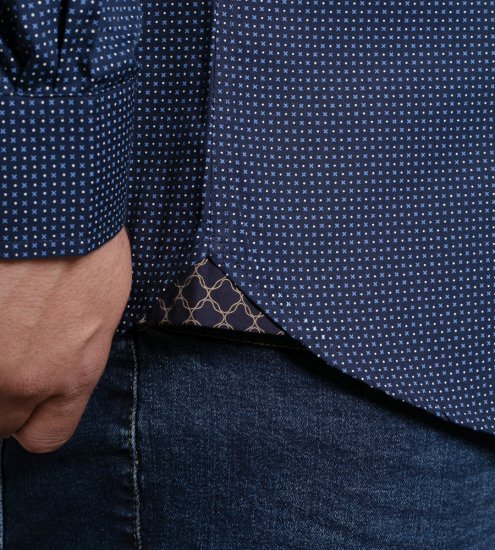 D555 Middlesbrough Long Sleeve AOP Micro Blue Shirt Navy TALL SIZE - Camisas - Camisas Homem Tamanhos Grandes