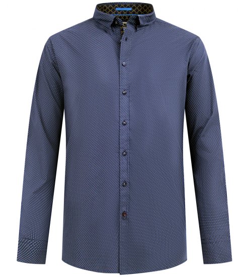 D555 Middlesbrough Long Sleeve AOP Micro Blue Shirt Navy TALL SIZE - Camisas - Camisas Homem Tamanhos Grandes