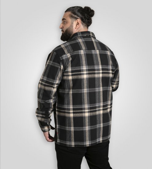 D555 Falkirk Long Sleeve Heavy Shacket Overshirt Black/Grey - Camisas - Camisas Homem Tamanhos Grandes