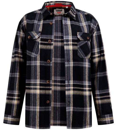 D555 Falkirk Long Sleeve Heavy Shacket Overshirt Black/Grey - Camisas - Camisas Homem Tamanhos Grandes