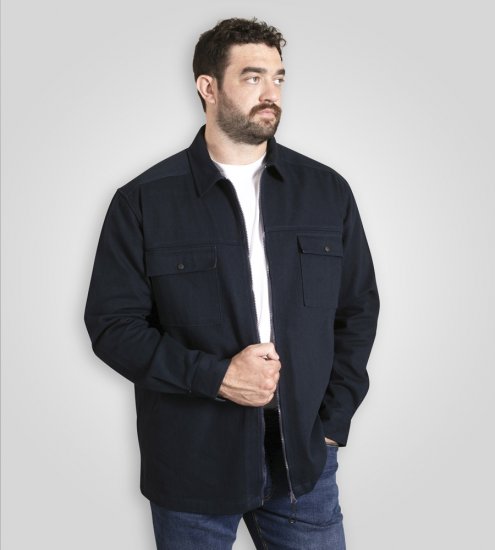 D555 Cleveley Long Sleeve Heavy Shacket Overshirt Navy - Camisas - Camisas Homem Tamanhos Grandes