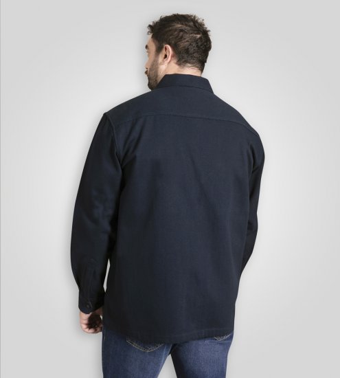 D555 Cleveley Long Sleeve Heavy Shacket Overshirt Navy - Camisas - Camisas Homem Tamanhos Grandes