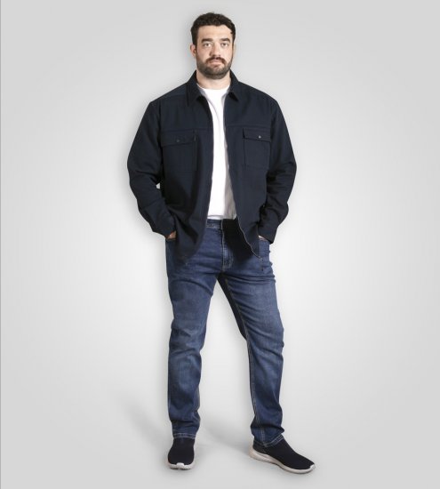 D555 Cleveley Long Sleeve Heavy Shacket Overshirt Navy - Camisas - Camisas Homem Tamanhos Grandes