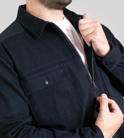 D555 Cleveley Long Sleeve Heavy Shacket Overshirt Navy - Camisas - Camisas Homem Tamanhos Grandes