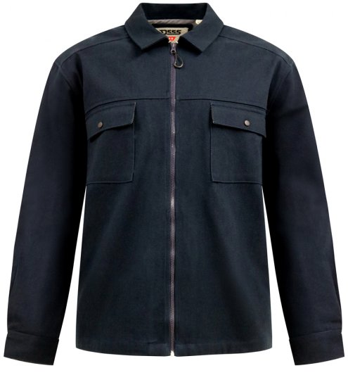 D555 Cleveley Long Sleeve Heavy Shacket Overshirt Navy - Camisas - Camisas Homem Tamanhos Grandes
