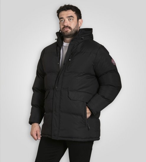D555 Wolverhampton Quilted Padded Jacket with Hood Black - Casacos - Casacos Homem Tamanhos Grandes