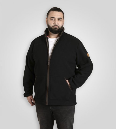 D555 Louth Micro Fleece Jacket with Sherpa Lining Black - Casacos - Casacos Homem Tamanhos Grandes