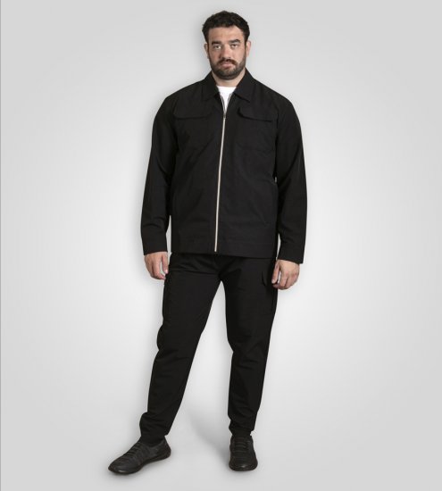 D555 Wimbledon Couture Stretch Jacket with Zipper Black - Casacos - Casacos Homem Tamanhos Grandes