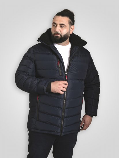 D555 Workington Casaco Acolchoado Com Capuz E Forro Sherpa Azul-Marinho - Casacos - Casacos Homem Tamanhos Grandes