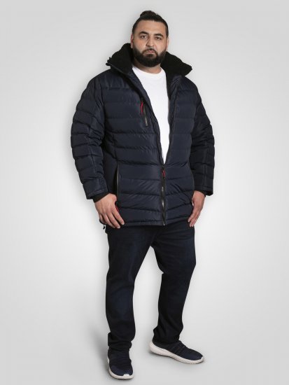 D555 Workington Casaco Acolchoado Com Capuz E Forro Sherpa Azul-Marinho - Casacos - Casacos Homem Tamanhos Grandes