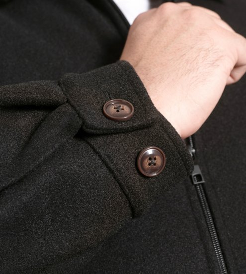 D555 Epsom Harrington Jacket with Zip Through Collared Melton Black - Casacos - Casacos Homem Tamanhos Grandes