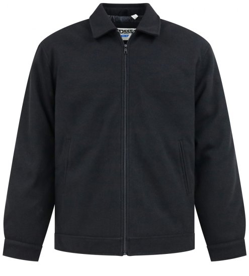 D555 Epsom Harrington Jacket with Zip Through Collared Melton Black - Casacos - Casacos Homem Tamanhos Grandes