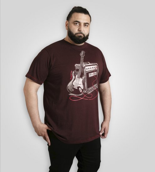 D555 Barnsley Guitar and Amp Crew Neck T-Shirt Burgundy - T-shirts - T-shirts Homem Tamanhos Grandes