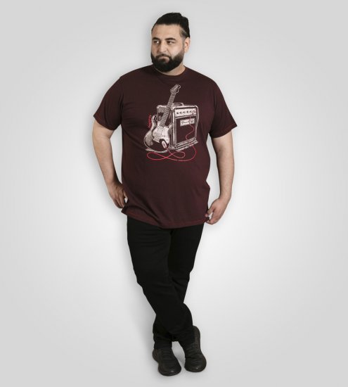 D555 Barnsley Guitar and Amp Crew Neck T-Shirt Burgundy - T-shirts - T-shirts Homem Tamanhos Grandes