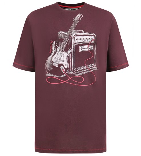 D555 Barnsley Guitar and Amp Crew Neck T-Shirt Burgundy - T-shirts - T-shirts Homem Tamanhos Grandes