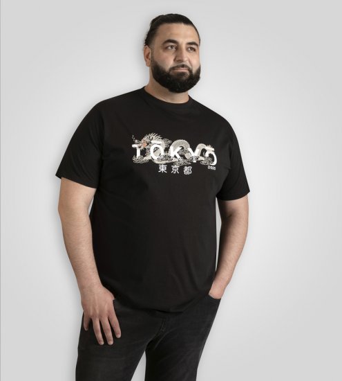 D555 Ginza Tokyo with Dragon Crew Neck T-shirt Black - T-shirts - T-shirts Homem Tamanhos Grandes