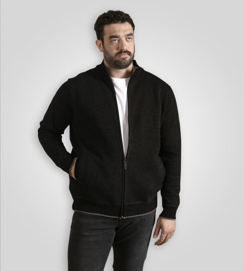 D555 Enrique Casaco De Chenille Tricotado Com Fecho Preto - Sweatshirts & hoodies - Sweatshirt & Camisolas com Capuz tamanhos grandes