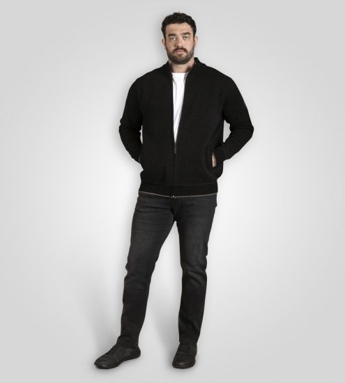 D555 Enrique Casaco De Chenille Tricotado Com Fecho Preto - Sweatshirts & hoodies - Sweatshirt & Camisolas com Capuz tamanhos grandes